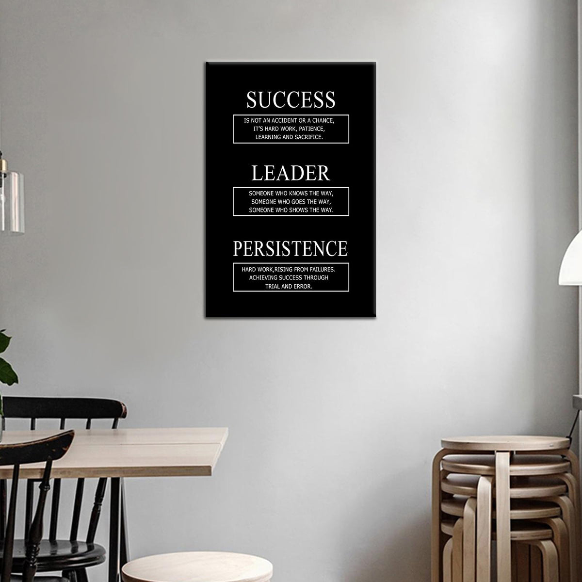 Success Leader Persistence Inspirational Canvas Wall Art for Office Motivational Quotes Poster Print Positive Picture Artwork for Home Bedroom Gym Wall Decoration Stretched and Framed [12''Wx18''H]