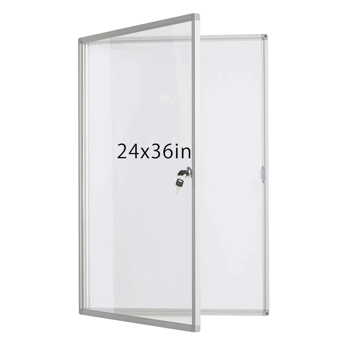 Enclosed Lockable Dry Erase Board 36x24 Inches - Magnetic White Board with Acrylic Door & Keys - Silver Aluminum Frame Notice Board Wall Mount Display Case for School, Office & Community