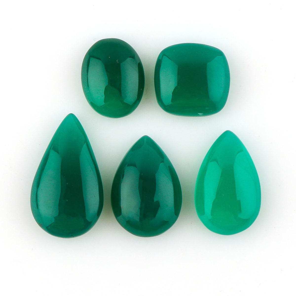 CRYSTALINES 5pcs Wholesale Cabochon, Natural Green Onyx Gemstones, Healing Crystals, Polished Stones, DIY Craft, Bulk Loose Supply, Jewelry Making, Gem Collection, Worry Stone
