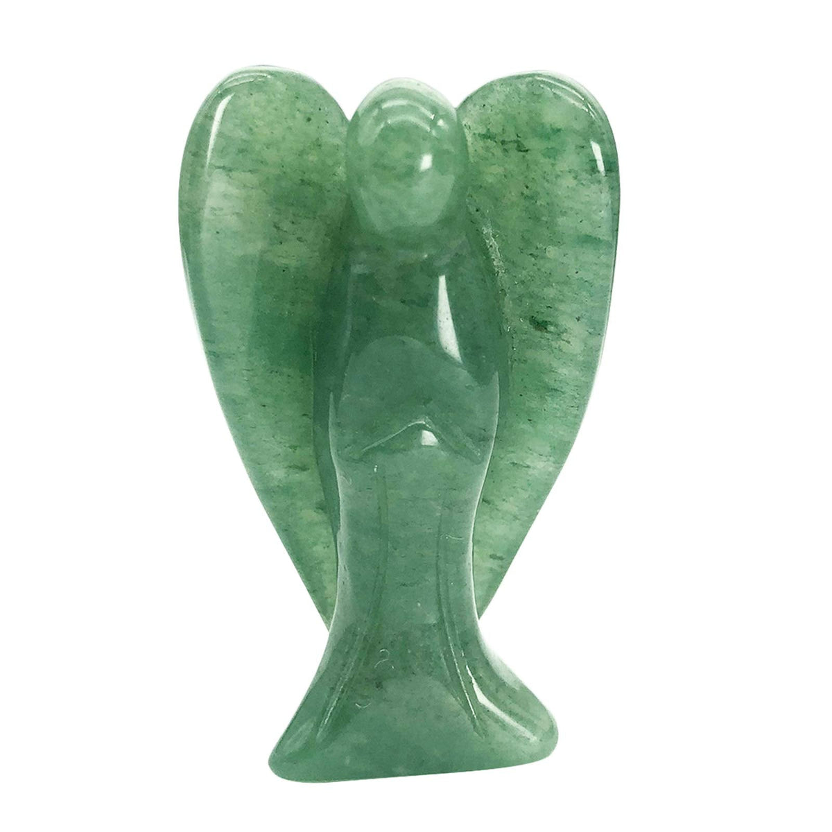 favoramulet 2 Inches Green Aventurine Crystal Pray Guardian Angel Statue, Carved Healing Peace Angel with Wing Figurine Pocket Stone