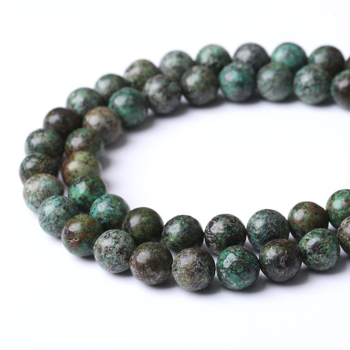 African Turquoises Stone Natural Stone Beads Gems Round Loose Beads Jewelry Making DIY Bracelet Necklace Accessory 1 Strand 32PCS 12MM 15"