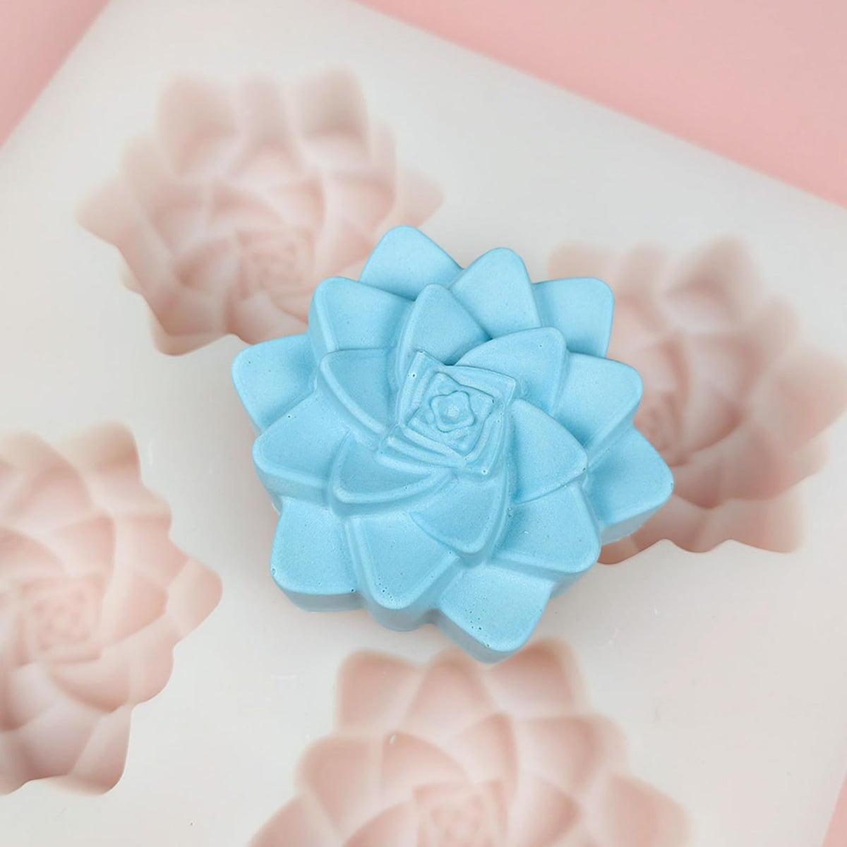DD-life 2 Pcs 4 Cavity Succulent Plants Flower Silicone Molds,4 Cavities Flower Silicone Soap Molds for Handmade Soap Bath Bombs Candle Cake Decorating Candy Pudding Mousse Birthday Party Moulds