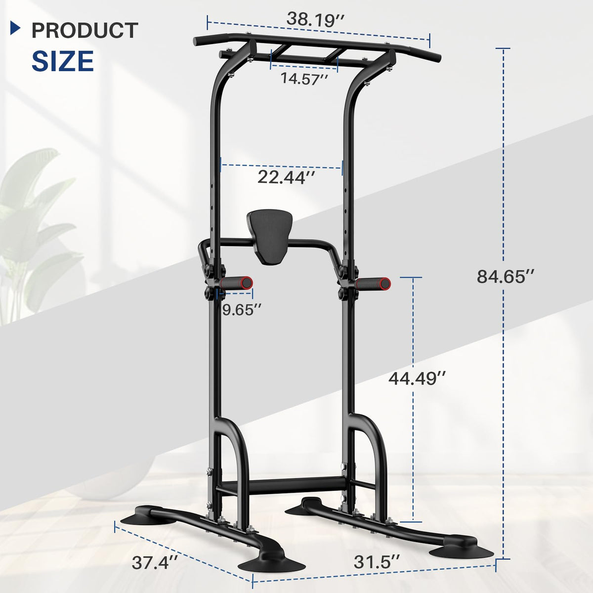 BangTong&Li Power Tower, Pull Up Bar Dip Station/Stand for Home Gym Strength Training Workout Equipment (Black-02)