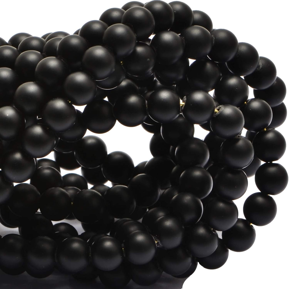 100Pcs Natural Crystal Beads Stone Gemstone Round Loose Energy Healing Beads with Free Crystal Stretch Cord for Jewelry Making (Matte Onyx, 8MM)