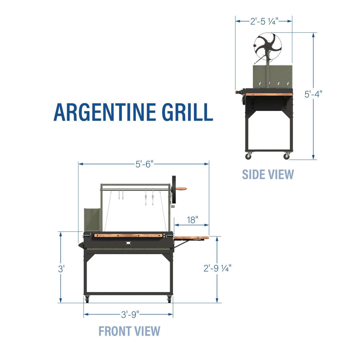 Backyard Discovery Argentine Santa Maria Wood Fire & Charcoal BBQ Grill with Brasero, Adjustable Grill Grates, Fire Bricks, Heavy-Duty Steel, S-Hooks, Acacia Wood Table for Outdoor Gaucho Grilling