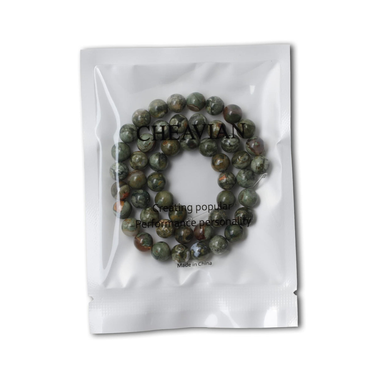 CHEAVIAN 45PCS 8mm Natural Aust Rhyolite Stone Gemstone Round Loose Beads for Jewelry Making 1 Strand 15"