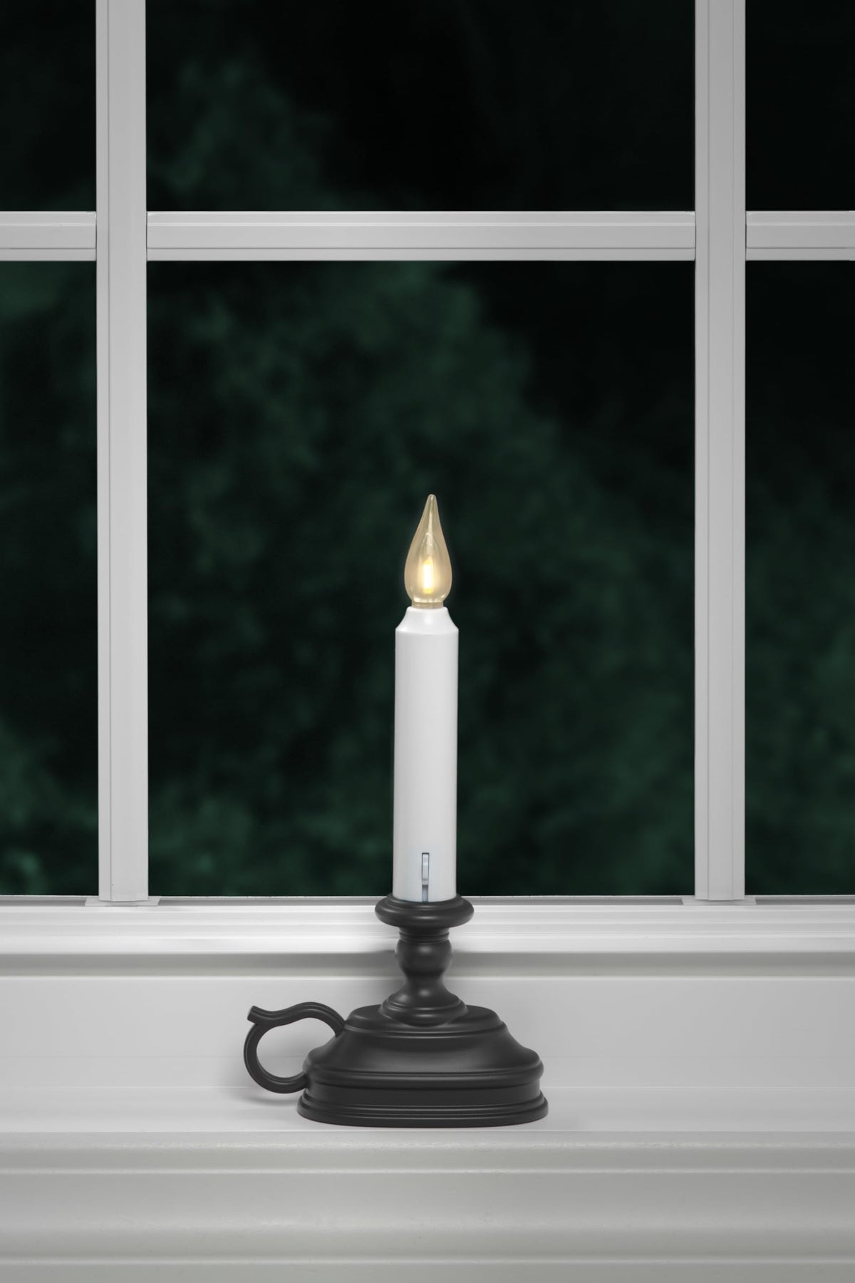VC1820A 8.5 inch Battery Operated Vintage Filament LED Flameless Window Candle with Dusk to Dawn Timer and 3 Flame Settings, Antique Bronze/Black
