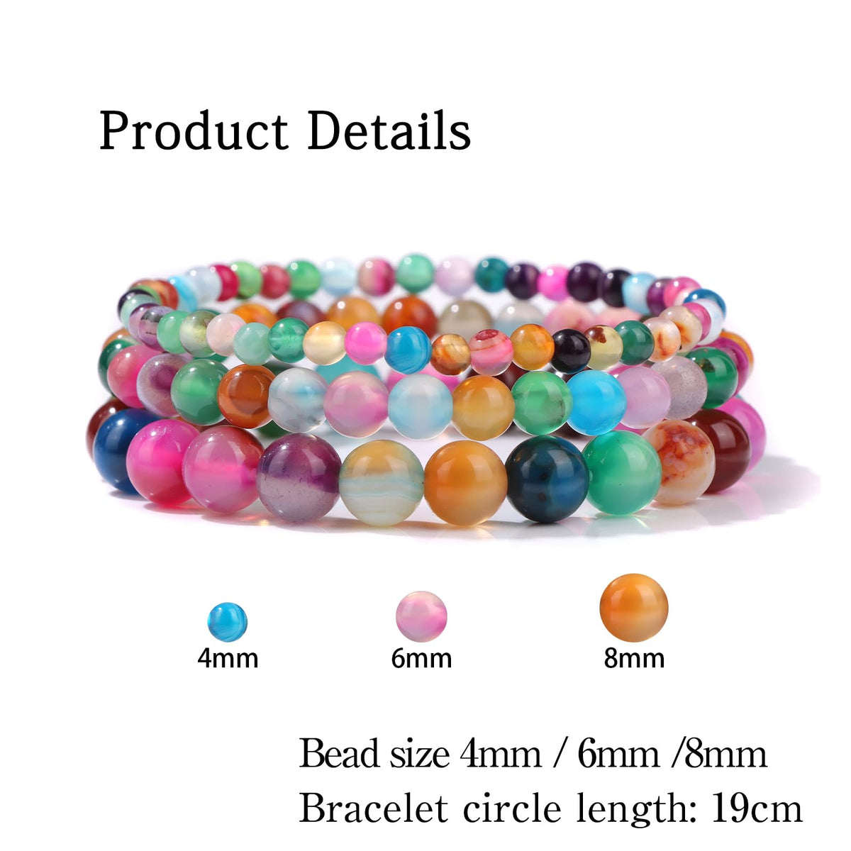 Risyfjew 3 PCS Healing Crystal Bracelets for Women 8mm Natural Stone Beaded Stretch Bracelet Amethyst Jewelry Gifts