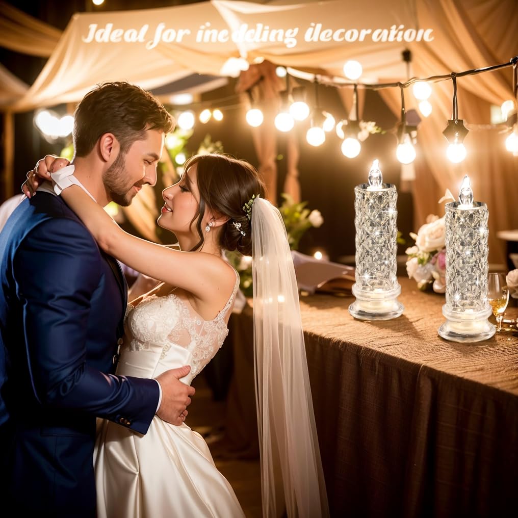 SupBri Rose Shadow LED Flameless Candles, 6PCS Romantic Battery Operated Candles Led Pillar Candles for Valentines Anniversary Wedding Christmas Decorations(White, D 2.5" x H 7.2")