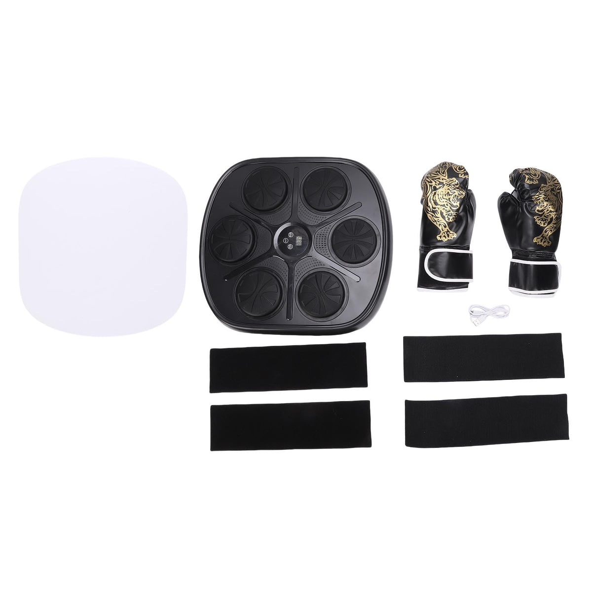Focket Music Boxing Machine, 9 Speeds 9 Modes Bluetooth Interactive Wall Mounted Punching Trainer, Electronic Boxing Target with LED Light and Gloves for Home Office Gym