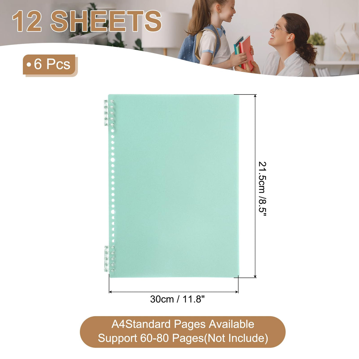 PATIKIL 12 Pack Binding Covers, A4(11.8x8.5 Inch) 22 Mil Plastic Notebook Covers Sheets with Binding Comb for Book Report Presentation, Light Green