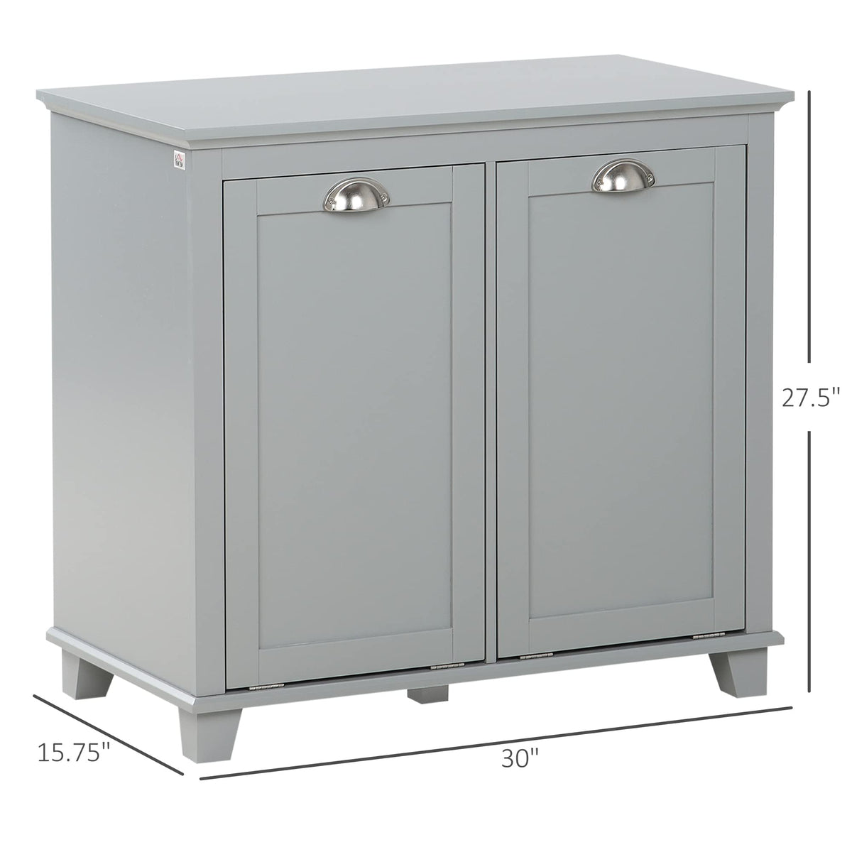 Tilt-Out Laundry Sorter Cabinet, Bathroom Storage Organizer with Two-Compartment Tilt-Out Hamper, Gray