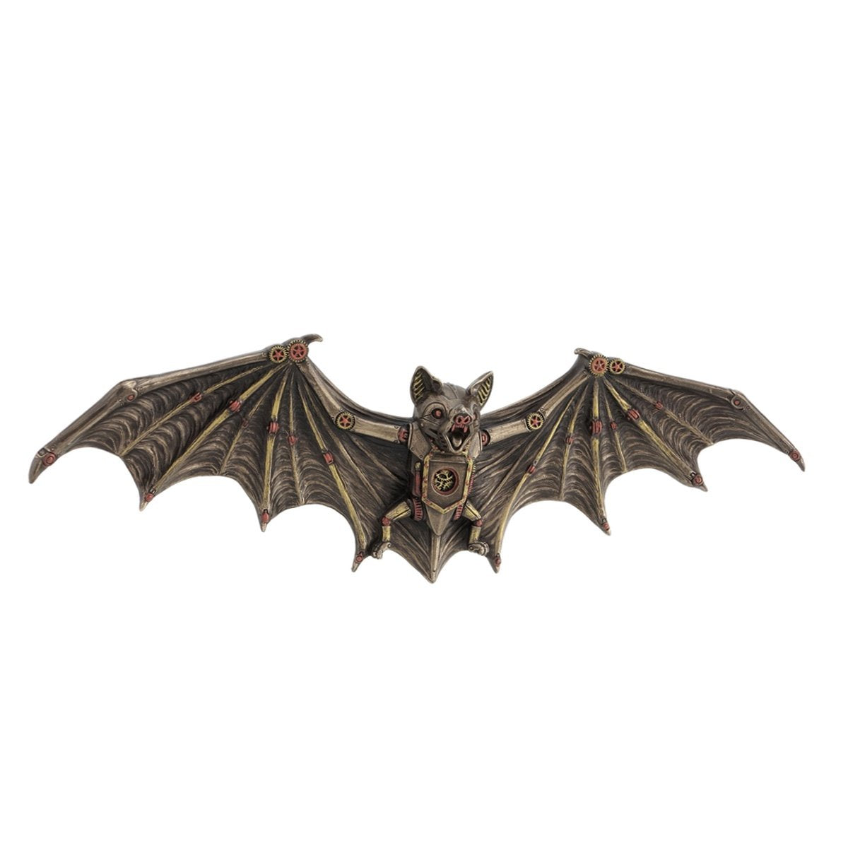 Steampunk Flying Bat Wall Plaque 13.75" L Cold Cast Bronze