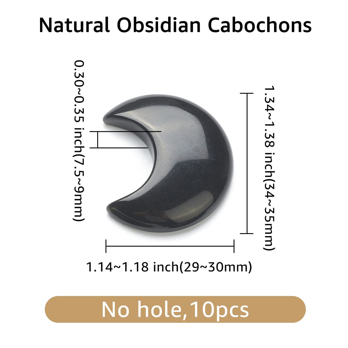SUPERFINDINGS 10Pcs Natural Obsidian Cabochons Crescent Moon Black Gemstone Healing Crescent New Carved Stones Crystal Worry Stones for Jewelry Making Meditation Balancing Pendant Decor