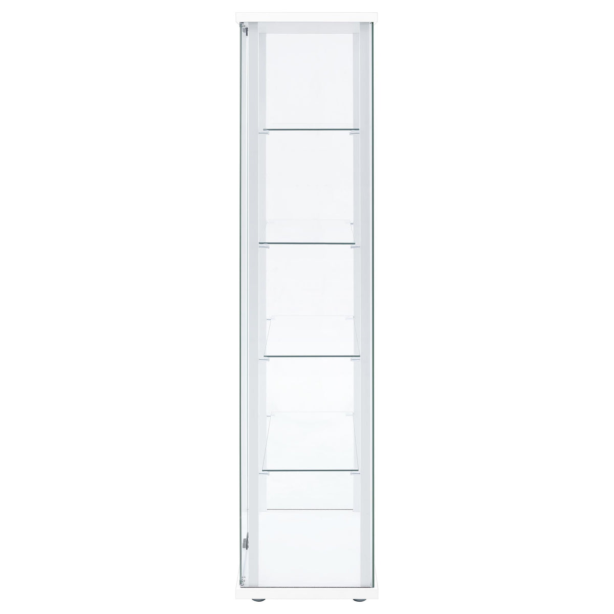 Coaster Home Furnishings - Delphinium - Glass - 4-Shelf Curio Cabinet with Wood Top and Base, Two Doors, and Chrome Hardware - Living Room - 64-Inch - White - 950170WHT