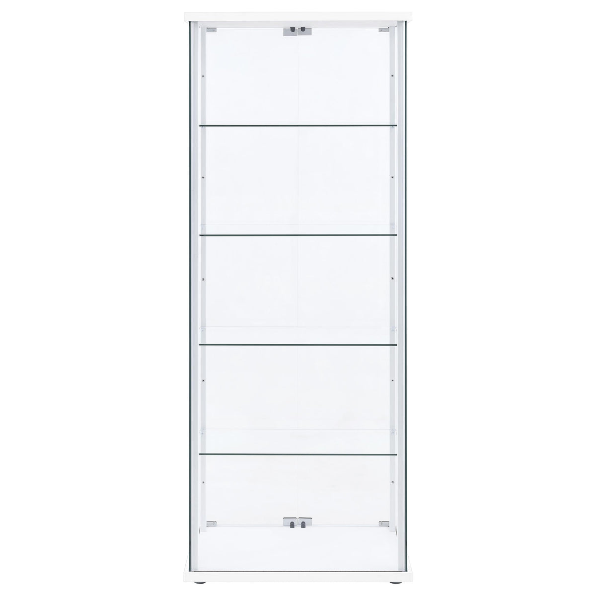 Coaster Home Furnishings - Delphinium - Glass - 4-Shelf Curio Cabinet with Wood Top and Base, Two Doors, and Chrome Hardware - Living Room - 64-Inch - White - 950170WHT