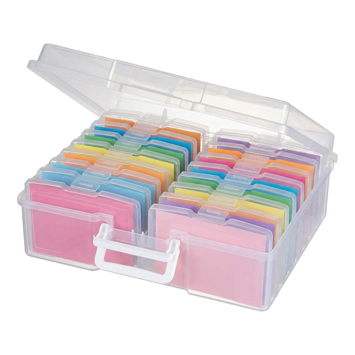 novelinks Transparent 4" x 6" Photo Cases and Clear Craft Keeper with Handle, 16 Inner Photo Organizers & Photo Storage Box, Plastic Photo Storage Containers (Clear)
