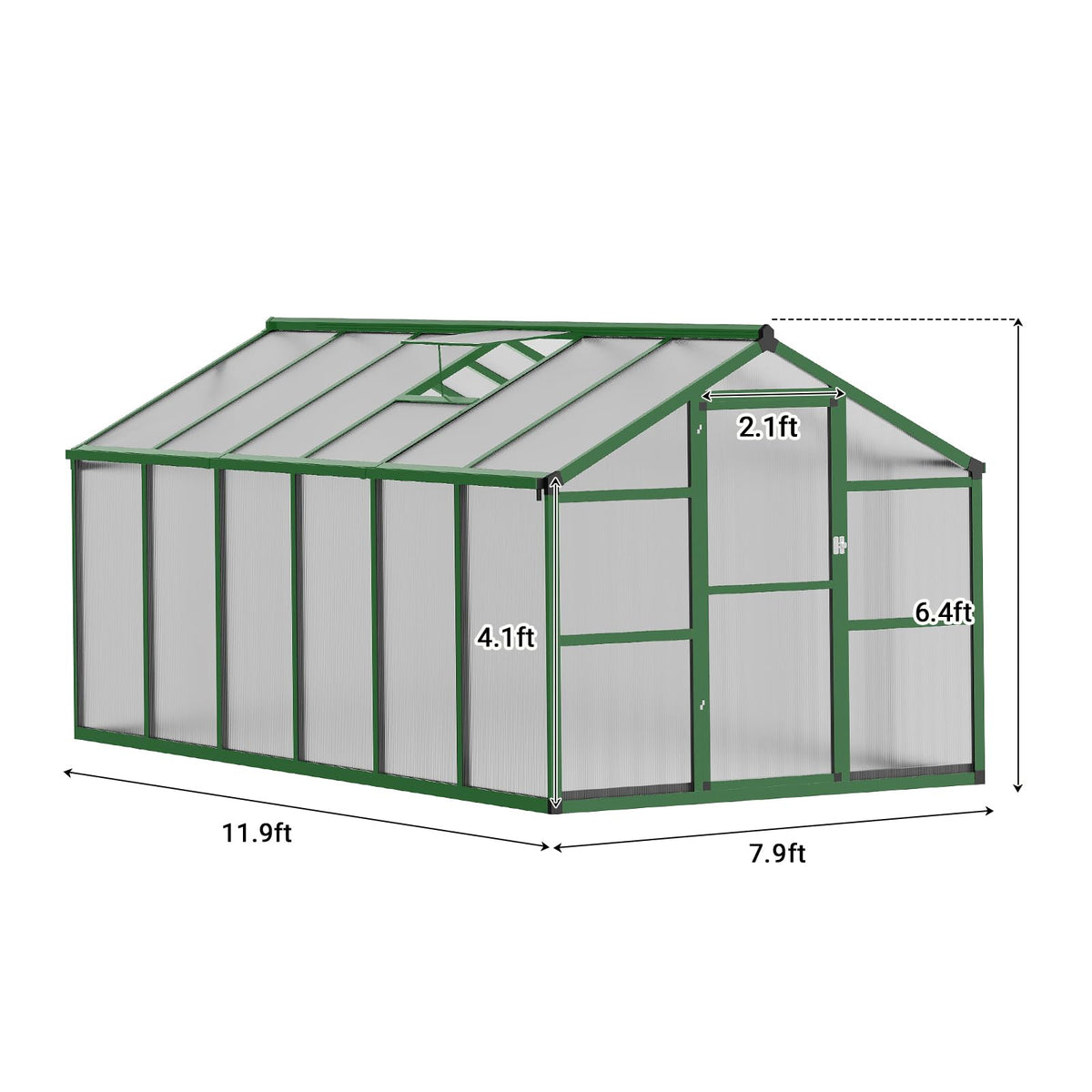 GarveeTech 8X12 FT Greenhouse, Polycarbonate Garden Greenhouse for Outdoors,Aluminum Frame Green House with Lockable Door and Adjustable Roof Vent, Ideal for Backyard Patio and Outside Growing