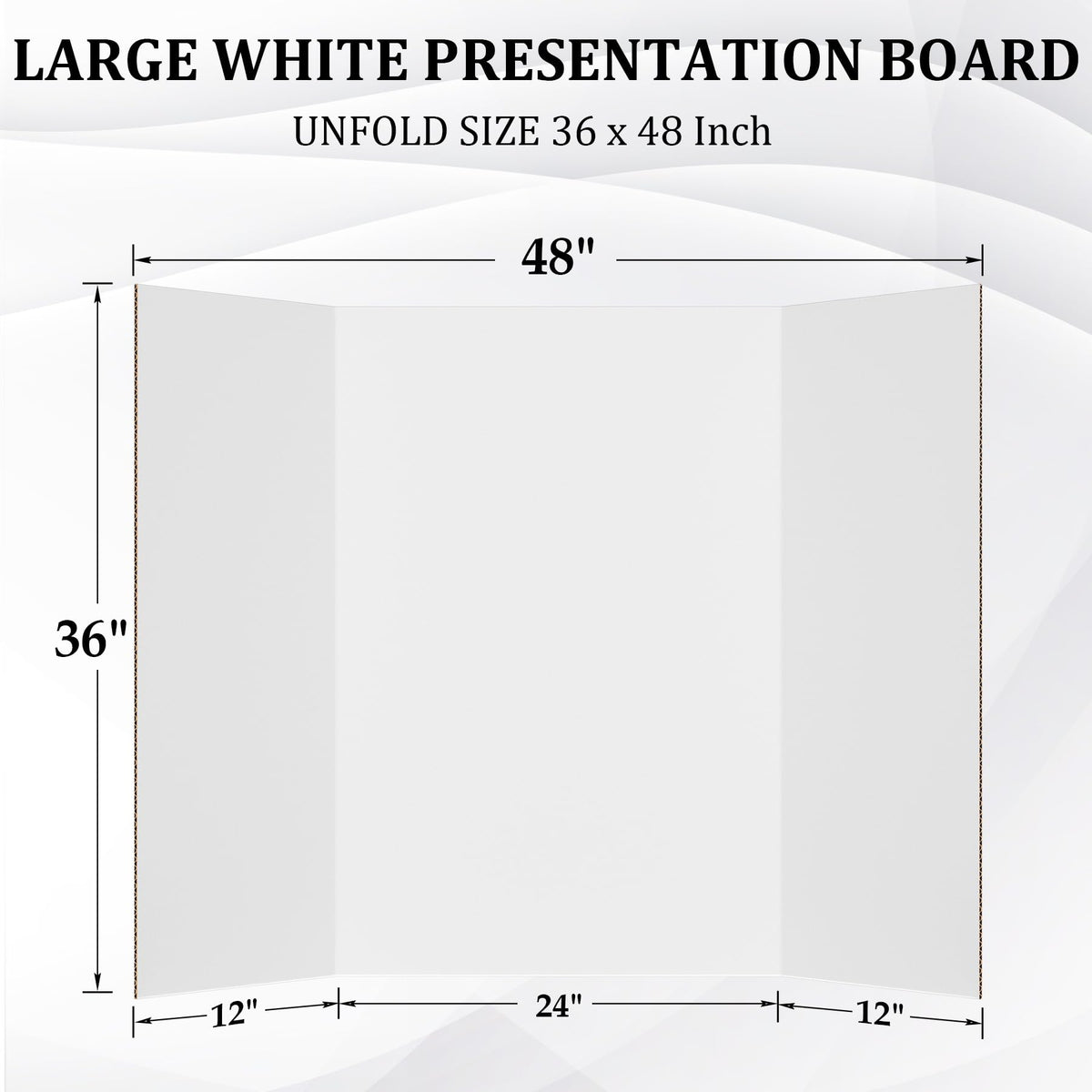 Ndsox 2 Pack 36" x 48" White Trifold Poster Board Large Corrugated Tri Fold Business Presentation Boards Picture Posterboard for Science Fairs, School Projects, Event Displays, Art Exhibitions