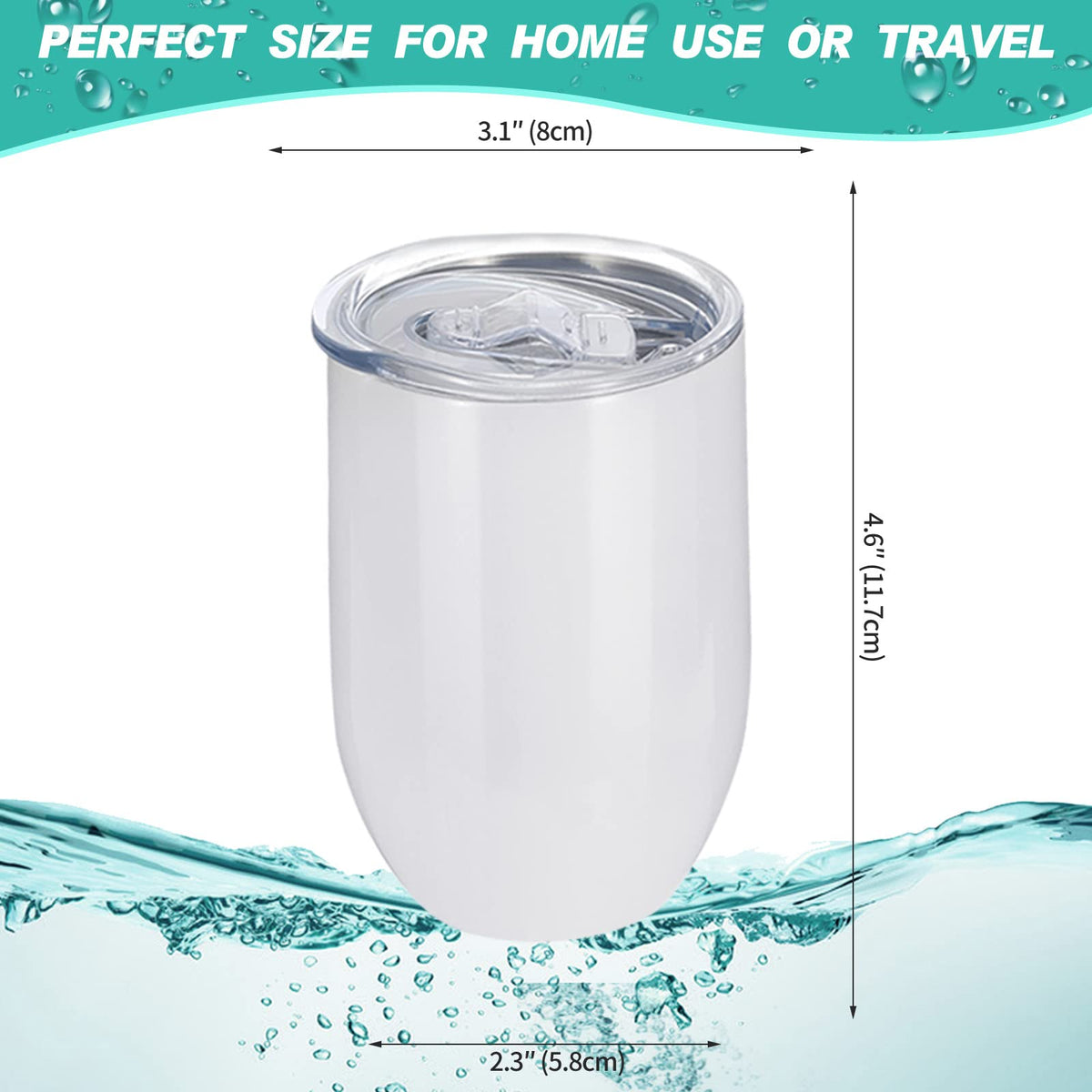 18 Pack Sublimation Wine Tumblers Blanks Straight Stainless Steel Insulated Mug for Full Wrap Heat Transfer with Spill-Proof Sliding Lid for Coffee Cocktails Drinks 12oz