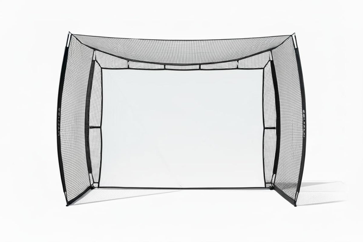 GOLF PAPi Mobile Golf Simulator Net – 10ft Compact Practice Net with Steel Frame & Impact Screen – Indoor & Outdoor Golf Training for Backyard, Garage & Home Sim Setup