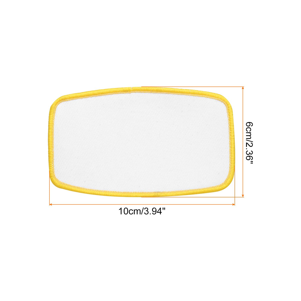 MECCANIXITY 40pcs Sublimation Patch Blank, 10x6cm/3.94x2.36 Inch Oval Rectangle Fabric Iron-on Blank Heat Transfer Repair Patch for DIY Crafts Caps Clothes, White with Yellow Border