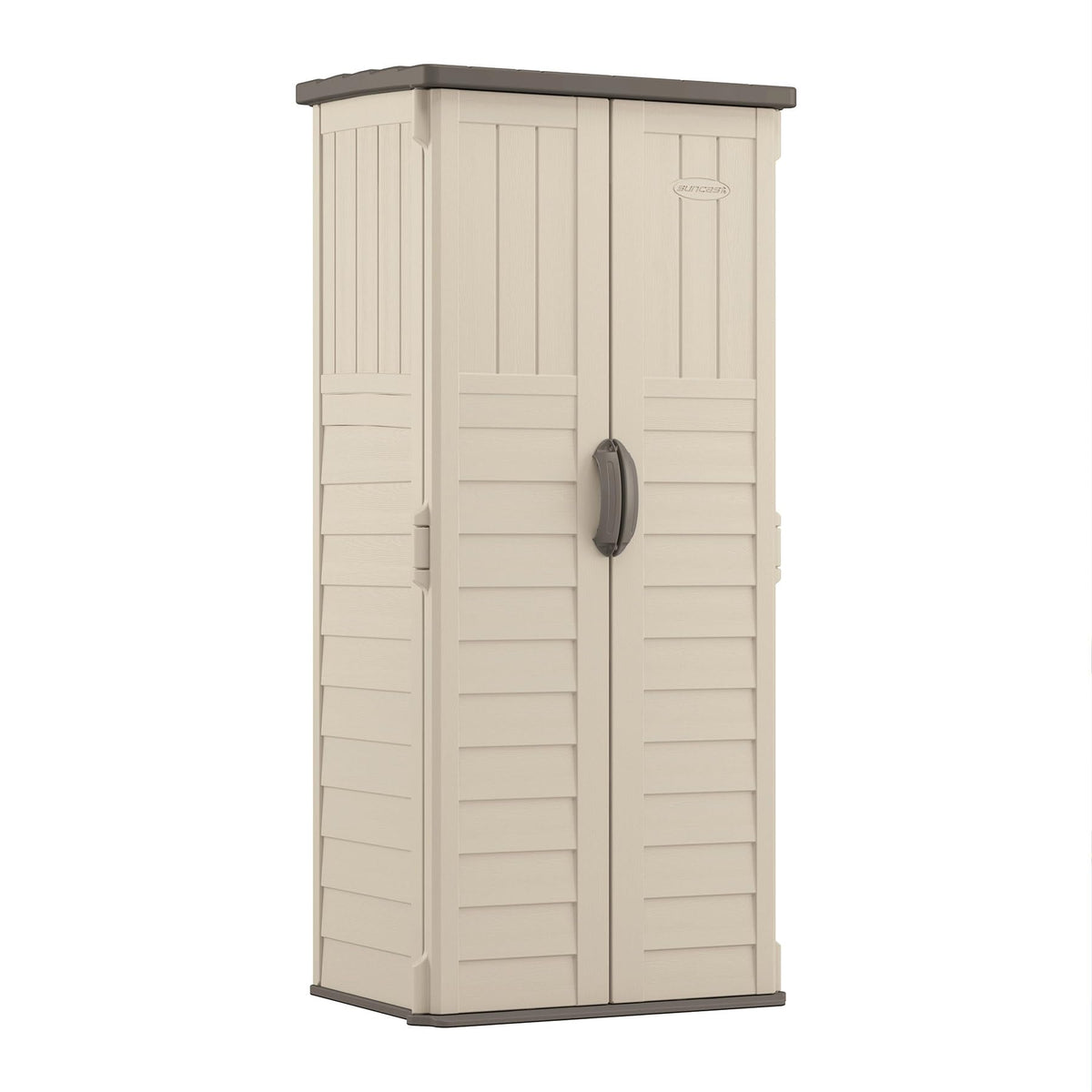 Suncast Vertical Outdoor Storage Shed with All-Weather Construction, Vanilla