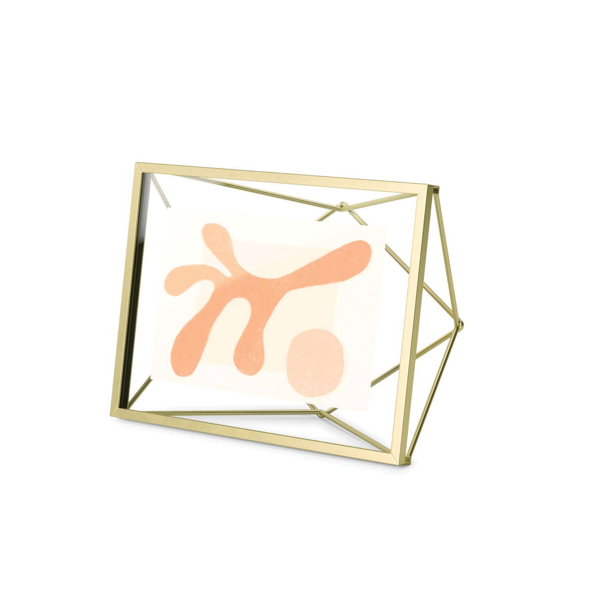 Umbra Prisma 4x6 Picture Frame, Metal Floating Wall or Desk Photo Display for Pictures, Art, Illustrations, and More, Brass