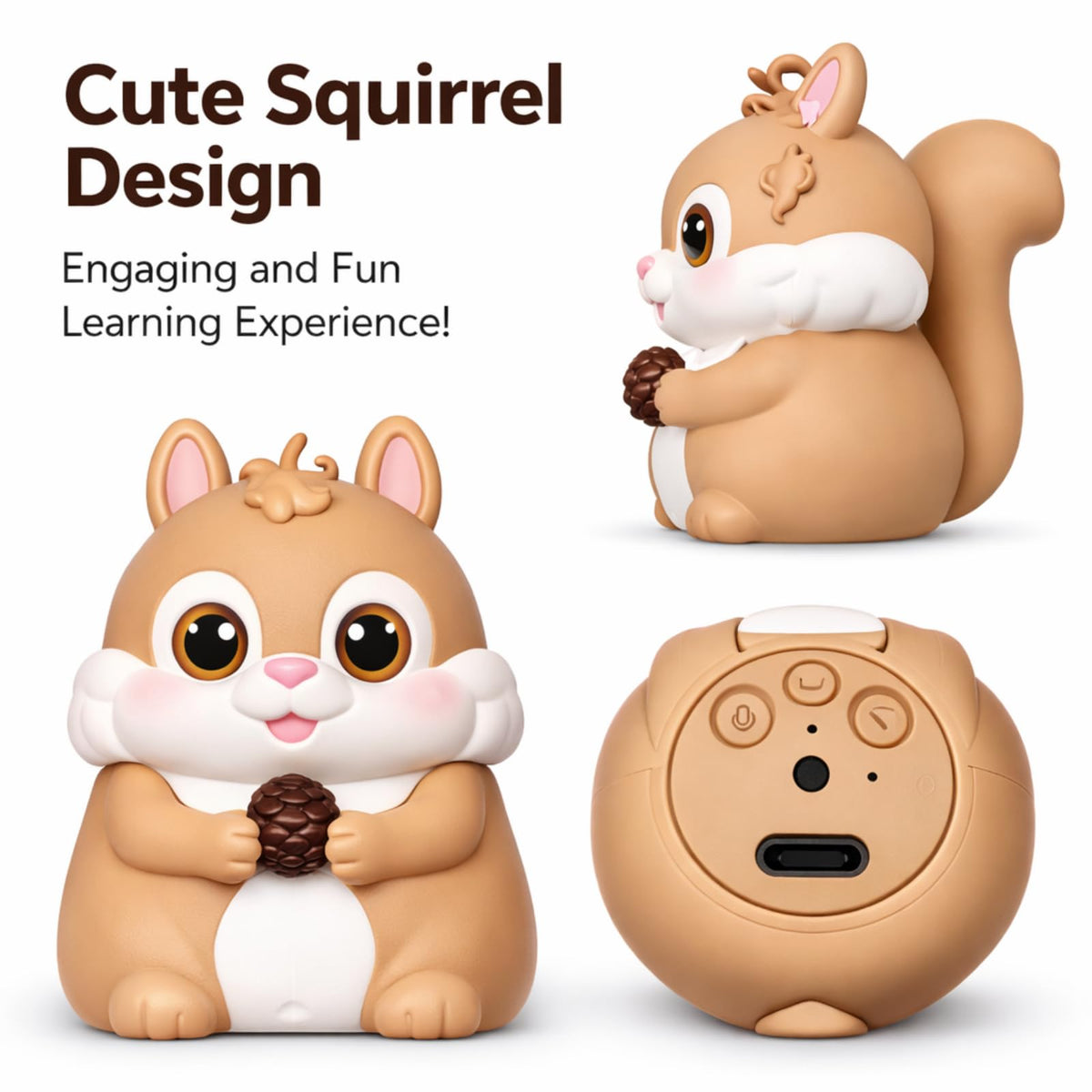 Little Squirrel Talking Pen with 55 Double-Sided Talking Flash Cards, Interactive Learning Toy for Kid, 1000+ Words, Phonics, Recording & Playback Function, Screen-Free Educational Toy for Toddlers