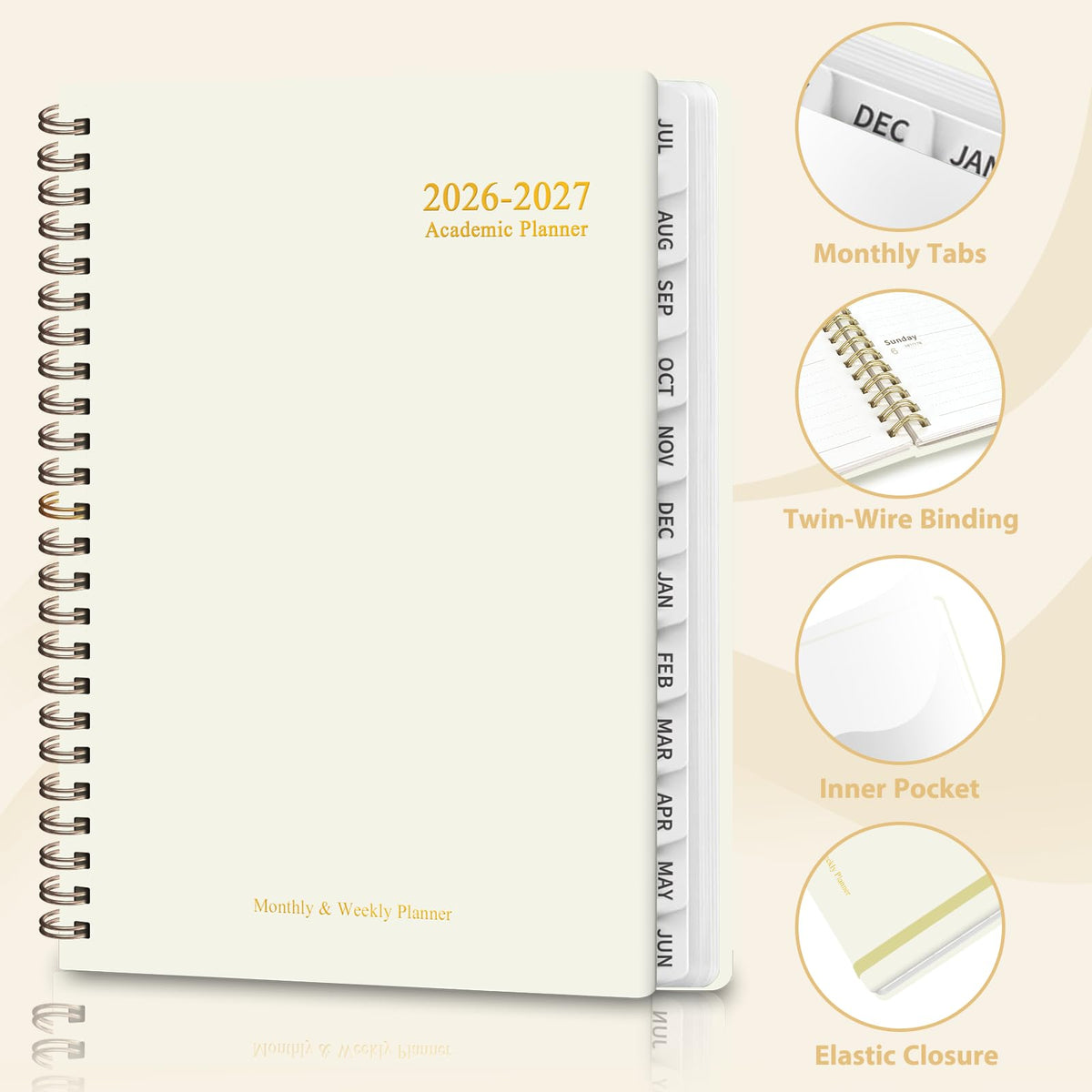 Planner 2026-2027, Weekly and Monthly Academic Planner, July 2026 - June 2027, Hardcover Calendar Agenda Book for School Year Planning, School Supplies for Teacher and Student, A5(6.3'' x 8.5'')