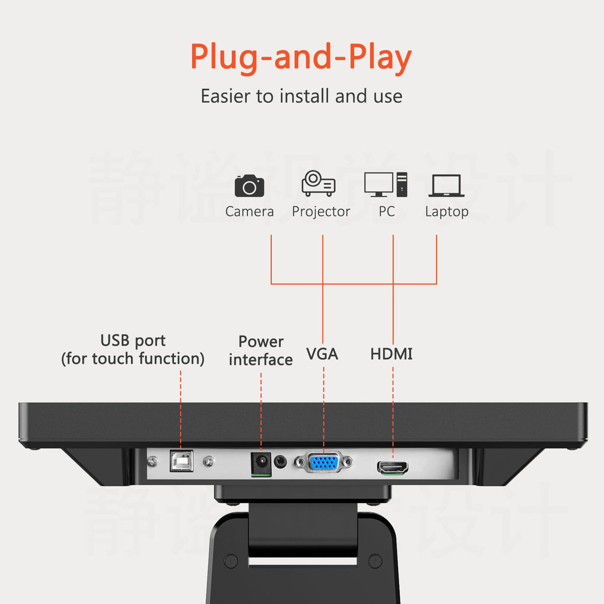 NewHail 12.1-inch POS Touch Screen Monitor, Capacitive Touchscreen with HDMI/VGA Input, Heavy-Duty Metal Stand, for Retail, Restaurant, Bar, Gym, Warehouse and POS System