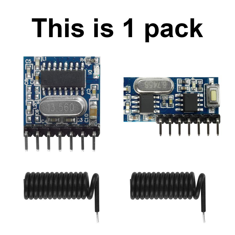 QIACHIP 10 Pack Wireless 433Mhz RF Module Receiver and Transmitter Remote Control Built-in Learning Code 1527 Decoding 4 Channel Output (Transmitter and Receiver kit)