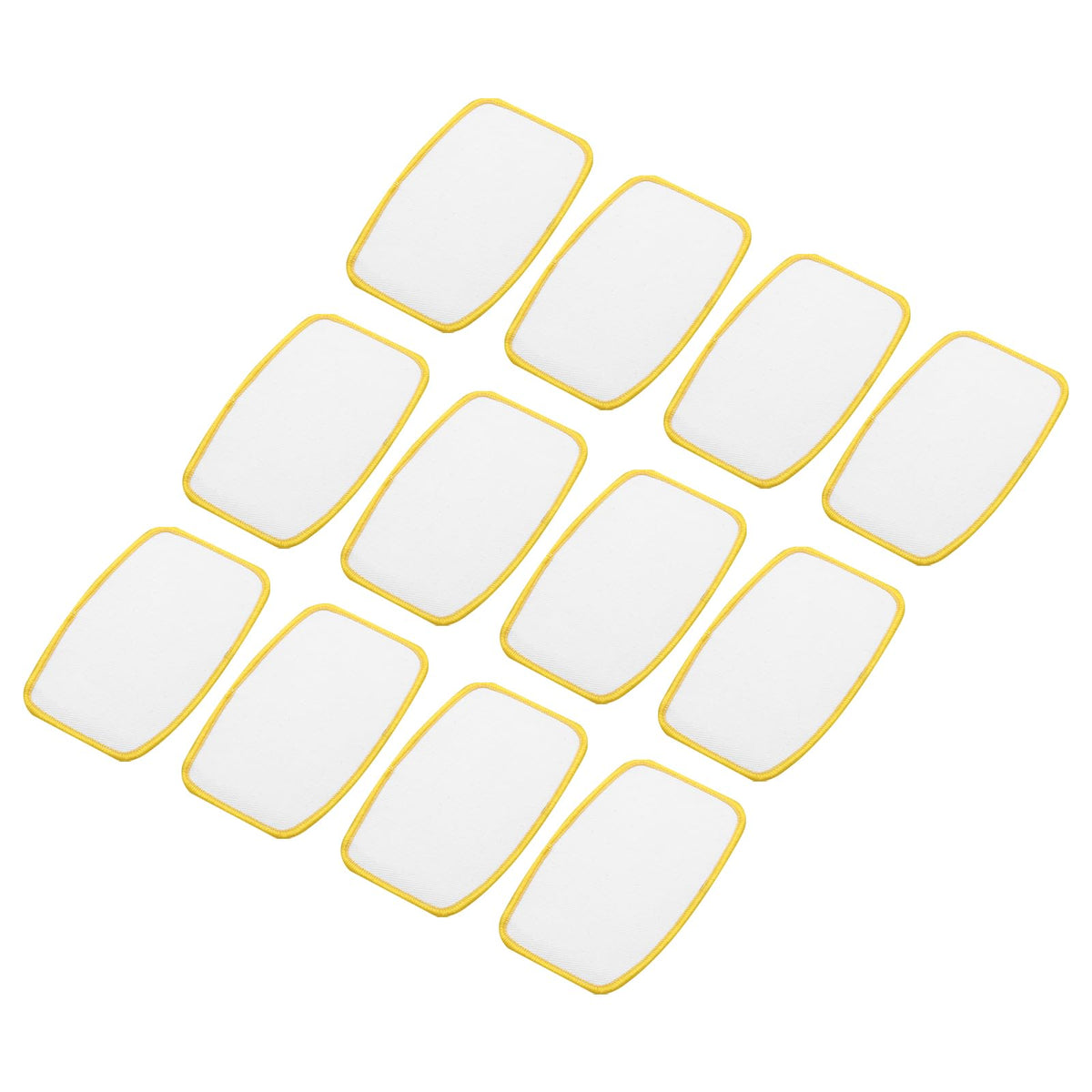 MECCANIXITY 40pcs Sublimation Patch Blank, 10x6cm/3.94x2.36 Inch Oval Rectangle Fabric Iron-on Blank Heat Transfer Repair Patch for DIY Crafts Caps Clothes, White with Yellow Border