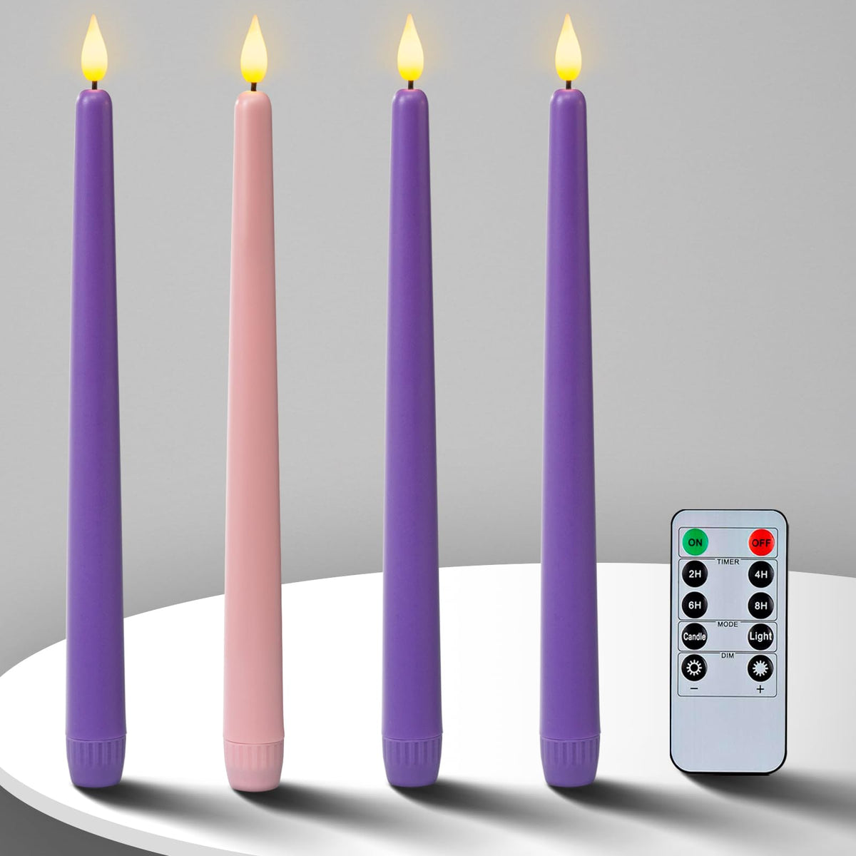 Homemory Battery-Operated LED Flickering Advent Candles, Set of 4 with Remote Timer - For Christmas Wreath