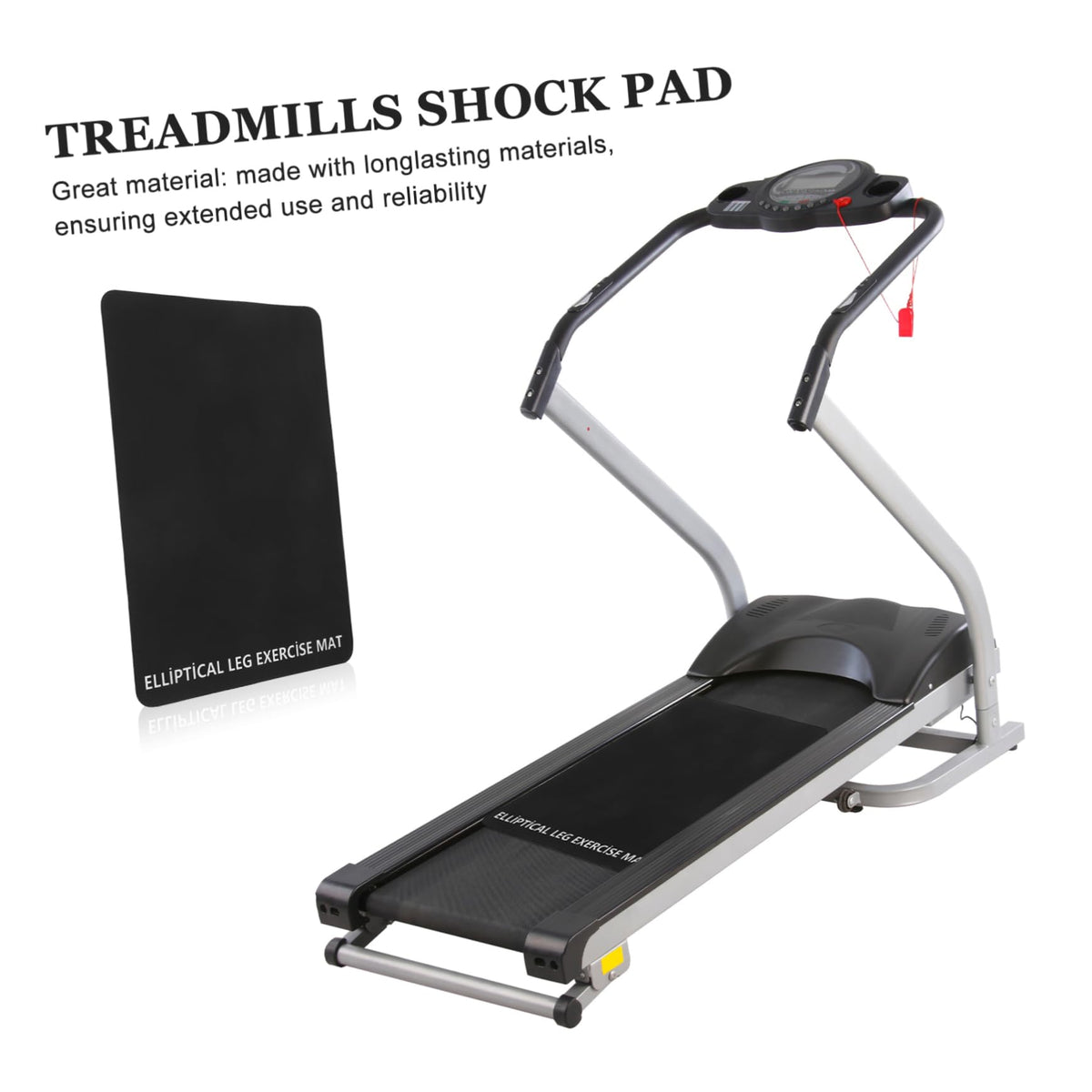 ifundom Non-Slip Shock-Absorbing Mat for Treadmills Vibration Dampening Floor Protector Black PU Exercise Equipment Mat for Home Gym
