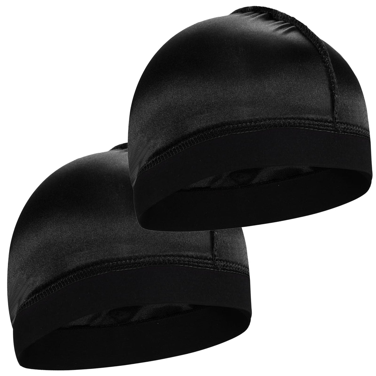 2PCS Silky Stocking Wave Cap for Men, Good Compression Over Durag （Thick Hair Style）