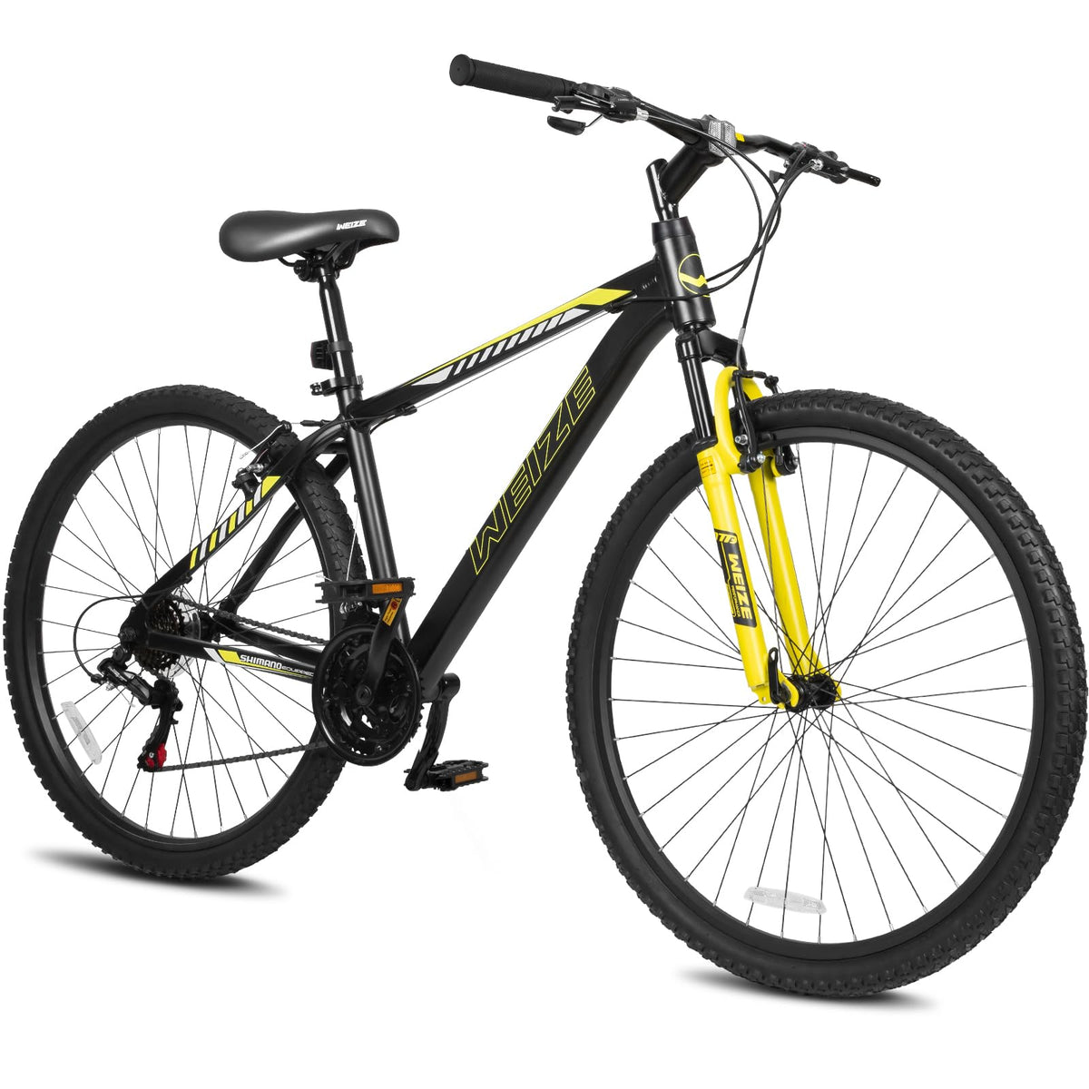 WEIZE Hardtail Mountain Bike, 29 Inch Wheels Outdoor Cycling Bike, 21-Speed Trigger Shifter, Aluminum Frame for Men and Women, Comfort Saddle, MTB Bicycle with Suspension Fork, Black