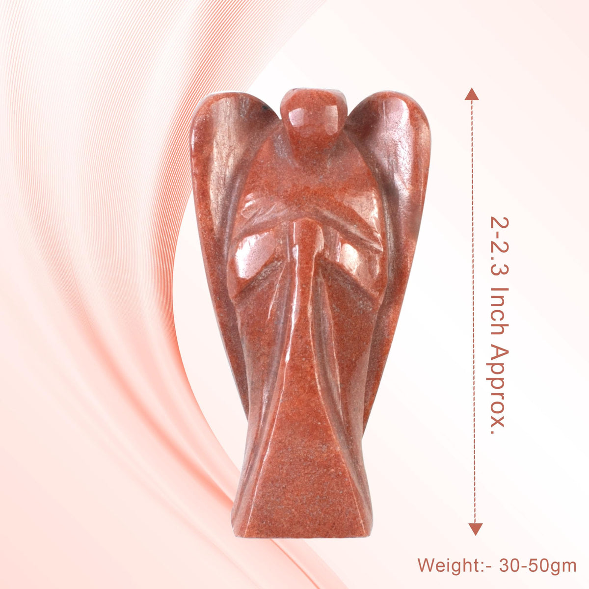 "Red Sand Jasper Gemstone Guardian Angel Healing Crystal, Hand Carved Pocket Angel Figurine - Crystals for Positive Energy, Handmade Mini Statue for Love, Peace & Healing, Natural Gemstone Figurine"