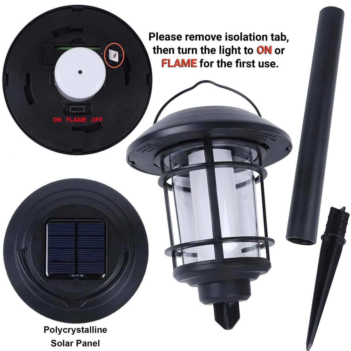 Dynaming 6 Pack Solar Flame Torch Lights Outdoor, Halloween Dual Use Flickering Flame Garden Light, Christmas Hanging Lanterns, Auto On/Off & Waterproof Lighting for Lawn Patio Yard Walkway Driveway