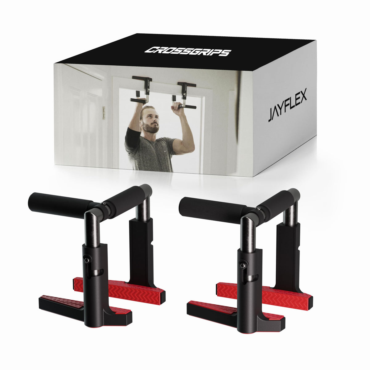Jayflex CrossGrips Compact Pull Up Bar - Pull Up Bar Door Frame for Work from Home Fitness - Adjustable Door Frame Pullup Bar Handles - 250 lbs Capacity