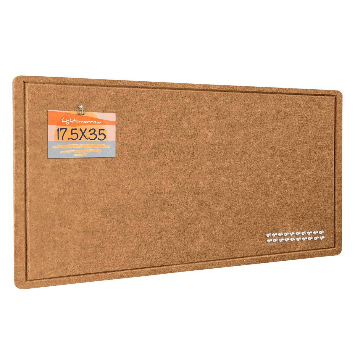Lightomorrow Bulletin Board, 35 x 17 1/2 inches Felt Board - Decorative Pin Board, Cork Board Alternative for Wall, Foldable Self-Adhesive Vision Board Prayer Board with 20 Pushpins-Apricot