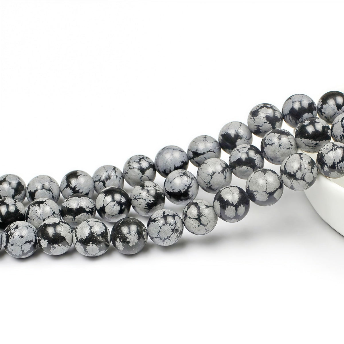 MJDCB Snowflake Obsidian Beads Round Natural Stone Beads for Jewelry Making DIY Bracelet (8mm)