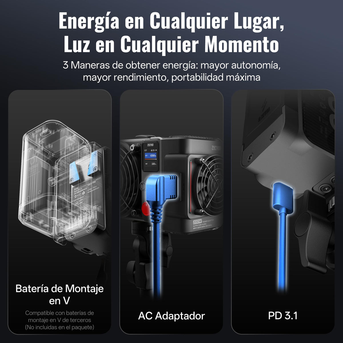 ZHIYUN MOLUS X200 Bi-Color Standard 200W Video Light [Official] Handheld Continuous Output Light Portable Professional Photography Light Bowens Mount 2700K~6500K CRI≥95 TLCI≥97 Only 800g (NO Battery)
