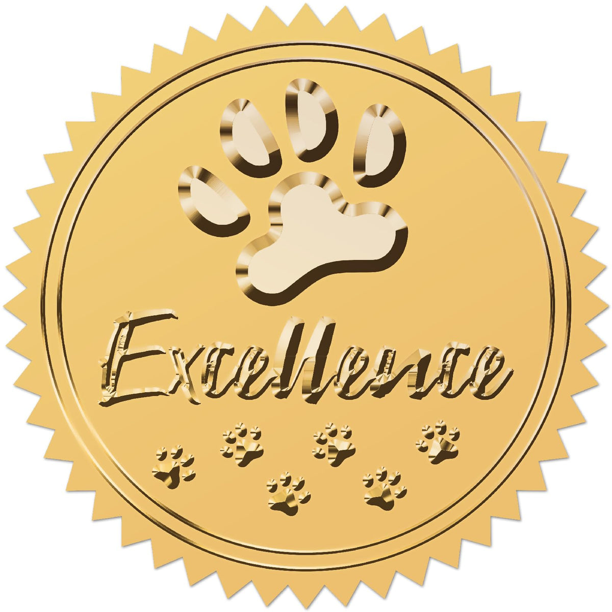 CRASPIRE Dog Paw Print Gold Foil Embossed Certificates Stickers 2" Self Adhesive Excellence Envelopes Seals Round Labels for Award Wedding Invitation Graduation Corporate Diplomas Gift Wrapping Decor