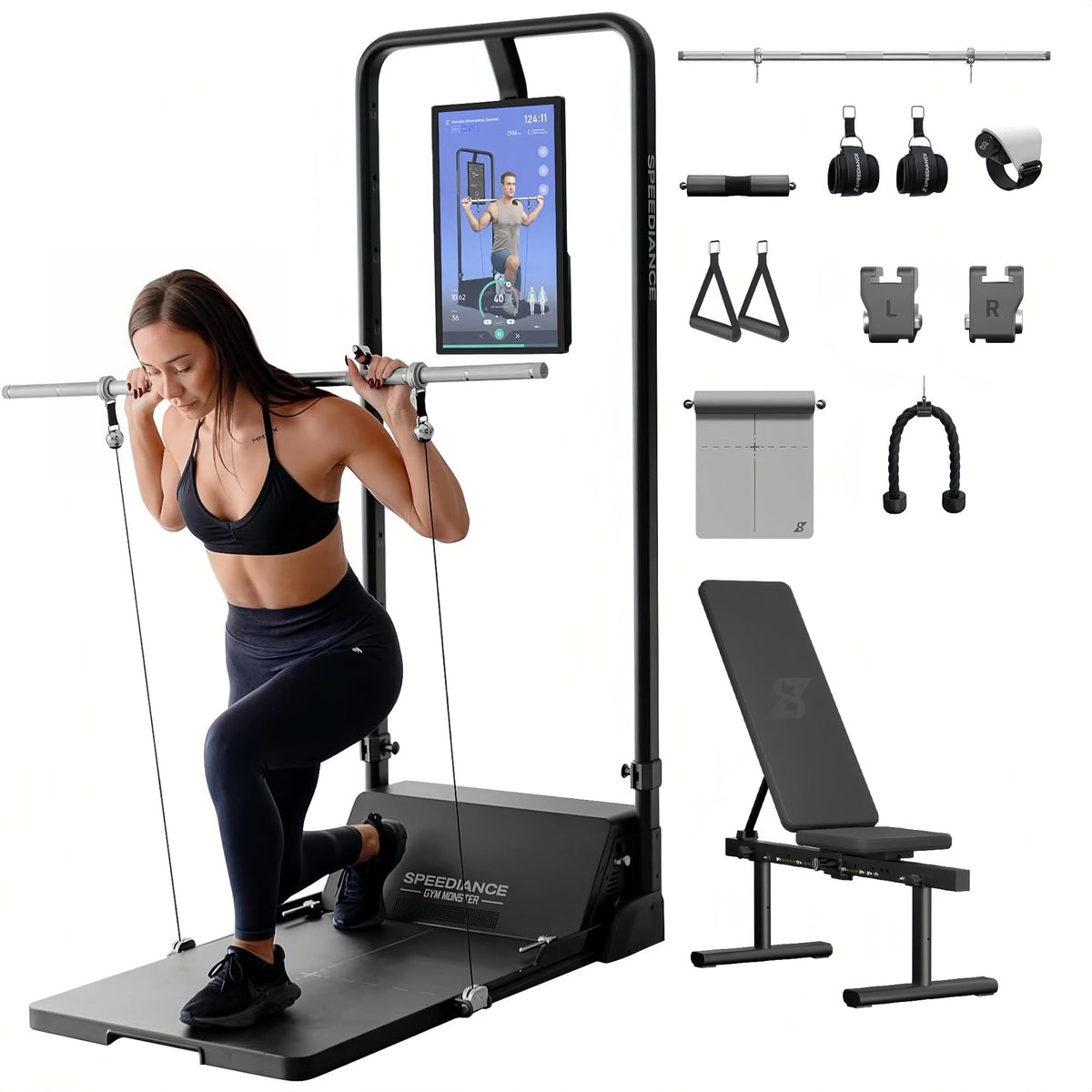Speediance Gym Monster Smart Home Gym, Multifunctional Strength Training Machine, Smith Machine Power Cage Workout Station, Squat Rack Cable Machine, Full Body Fitness Equipment for Home Workout