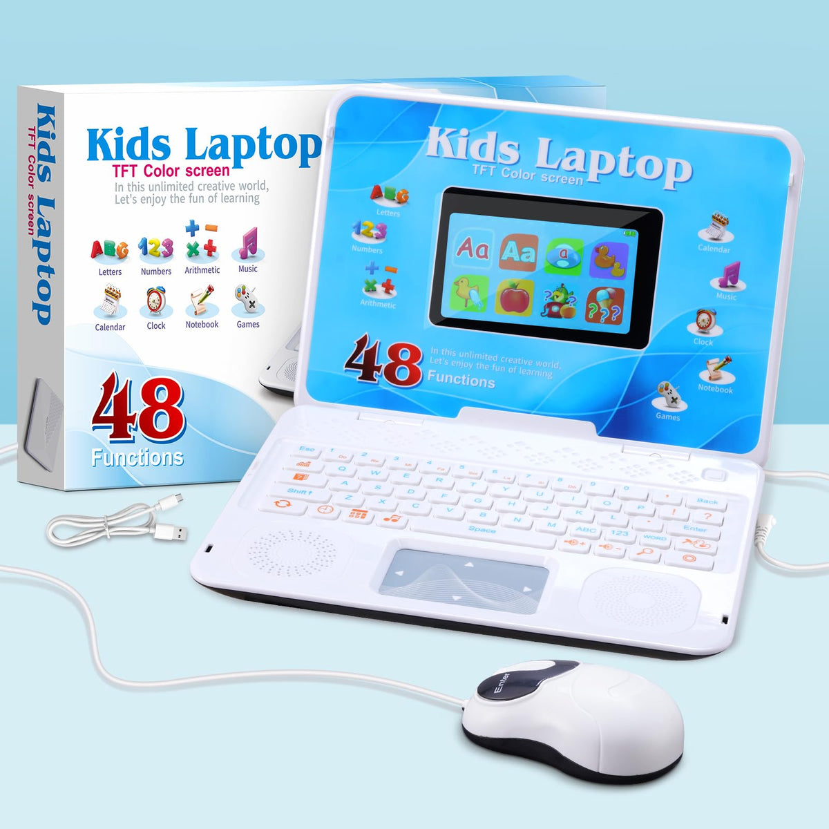 Kids Laptop, Color Screen Educational Laptop with 48 Learning Modes, Laptop for Kids Ages 5+