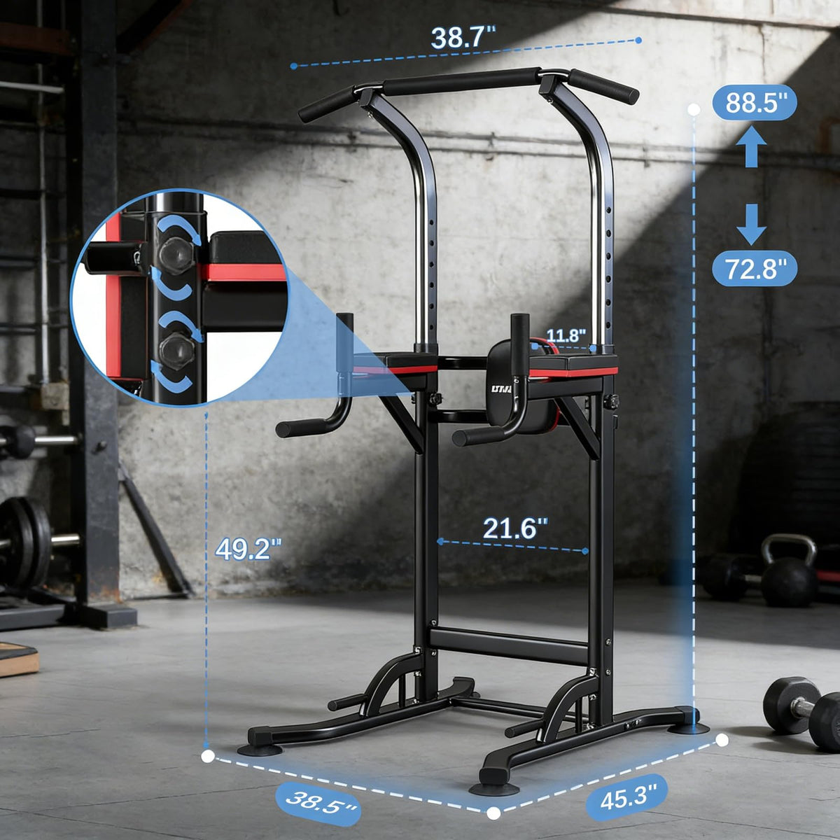 ZENOVA Pull Up Bar, Multi-Function Power Tower Dip Bar Stand Station, Strength Training Workout Fitness Equipment Home Gym Machine