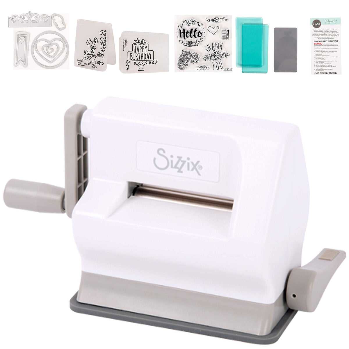 Sizzix Sidekick Starter Kit 661770 Portable Manual Die Cutting & Embossing Machine for Arts & Crafts, Scrapbooking & Cardmaking, 6.35 cm Opening, 2.5" Opening, White