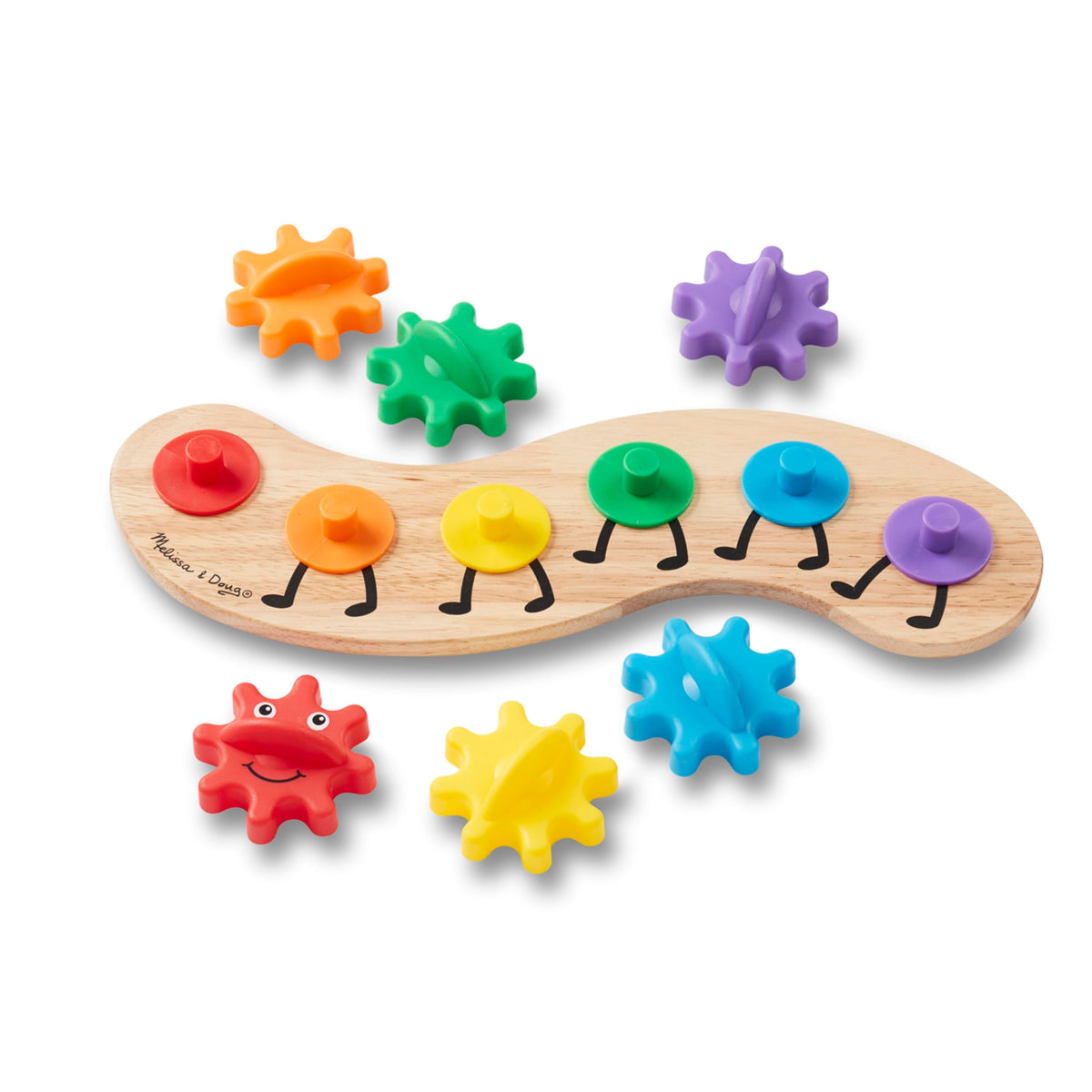 Melissa & Doug Rainbow Caterpillar Gear Toy with 6 Interchangeable Gears