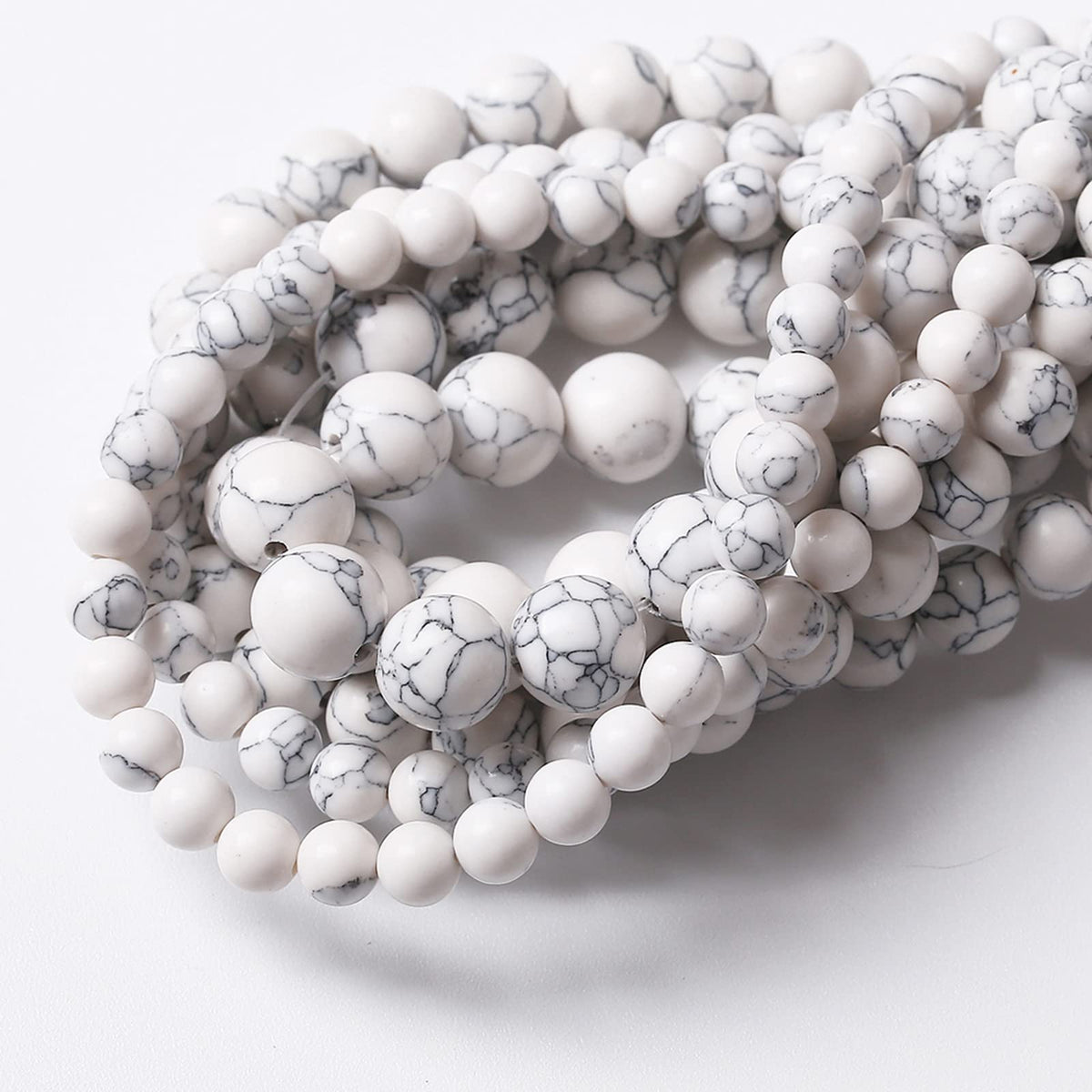 36PCS 10MM White Howlite Turquoises Round Loose Beads Natural Gemstone Beads for Jewelry Making DIY Bracelet Necklace 15"